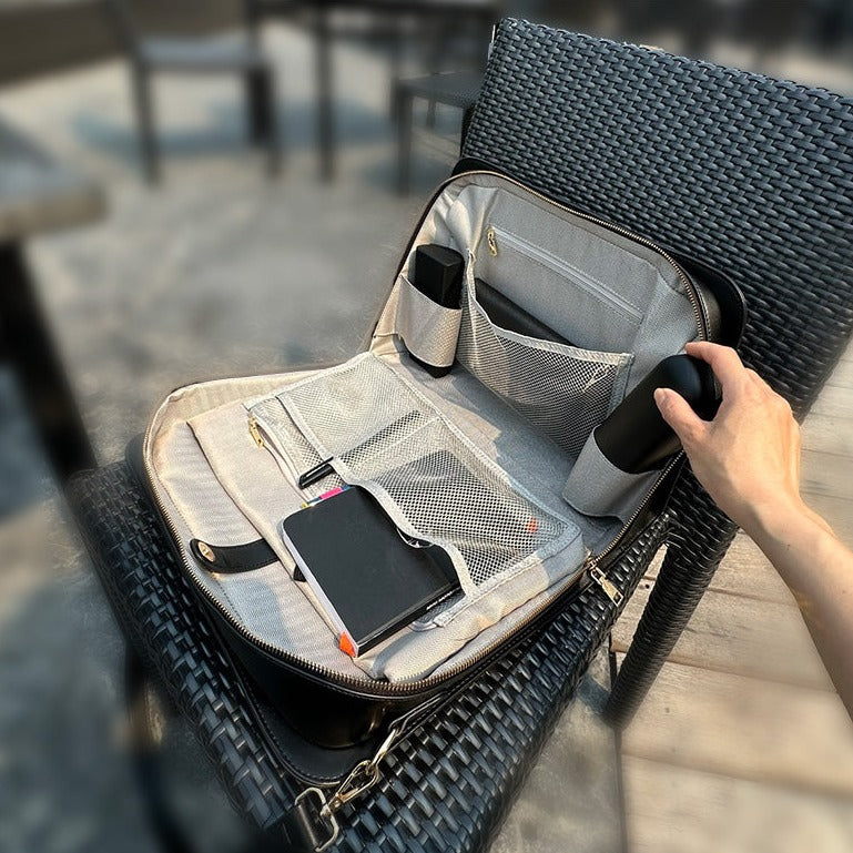 Clutter-Free: Many mesh pockets neatly organize essentials like pens, chargers, and notebooks, ensuring everything has its place. The wide-opening zipper lets you see all your belongings at a glance, making it easy to grab without rummaging.